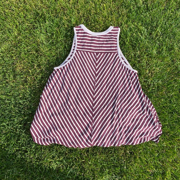 Free People Maroon Striped Tank Top XS - Picture 4 of 4